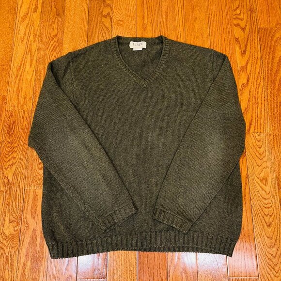 Vintage J Crew 90's Cotton Knit Sweater Men’s Size Large Green Oarsman - Picture 10 of 16